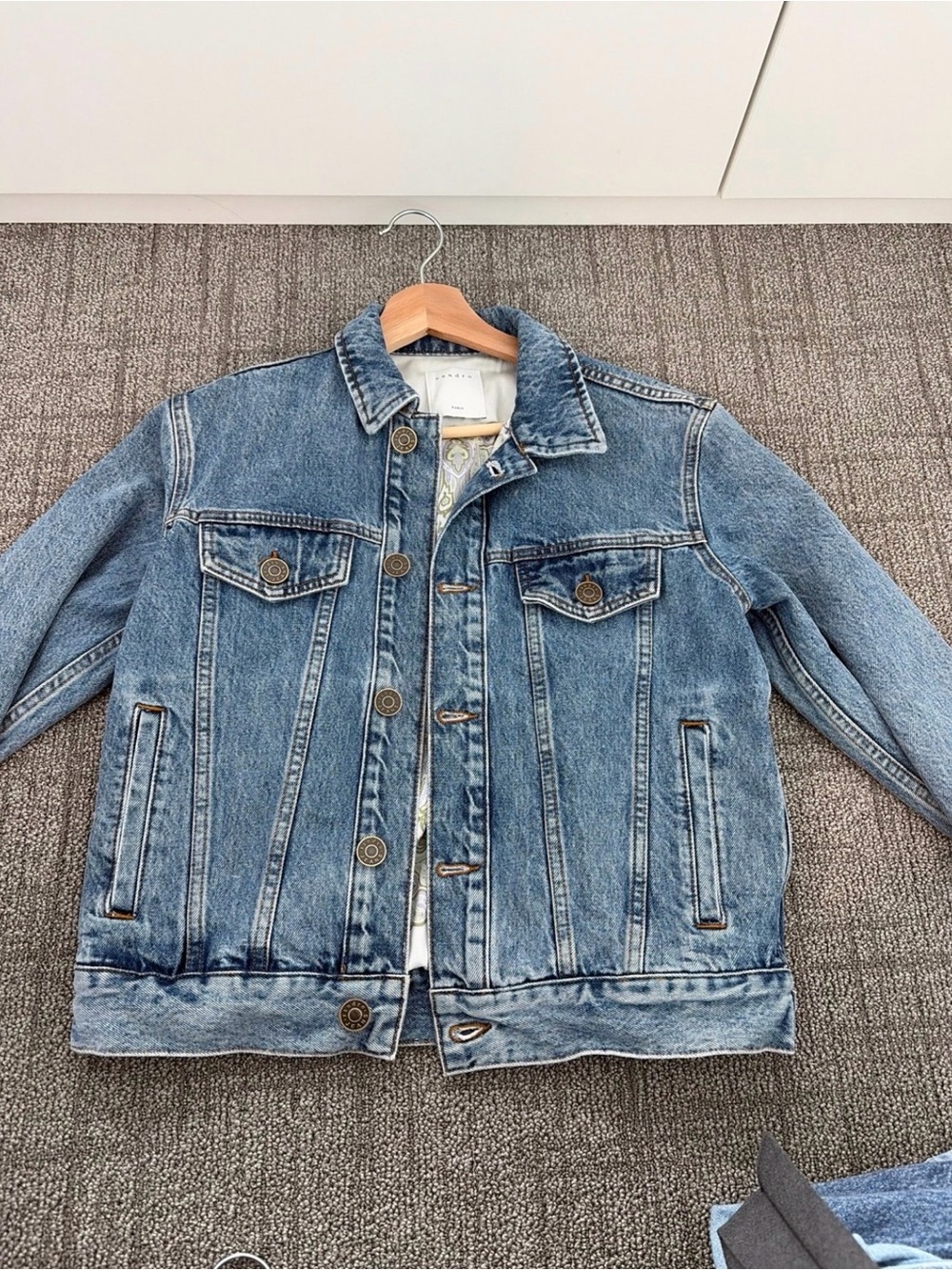 Sandro Light Blue Denim Jacket with paisley lining - Picture 1 of 4